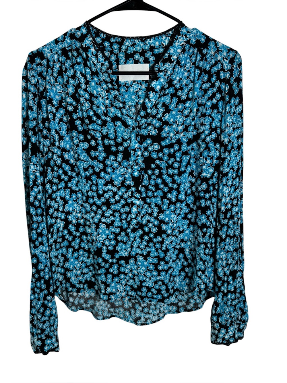 Zadig & Voltaire Floral Print Blouse Blue Black Size Small